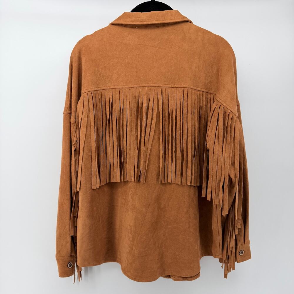 Blue B Collection Faux Suede Fringe Western Shacket Cowgirl Concert Festival S - Picture 3 of 7